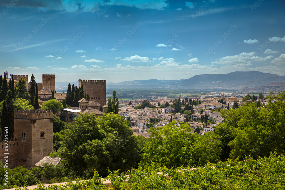 View to Granada city from Alhambra, Andalusia, Spain