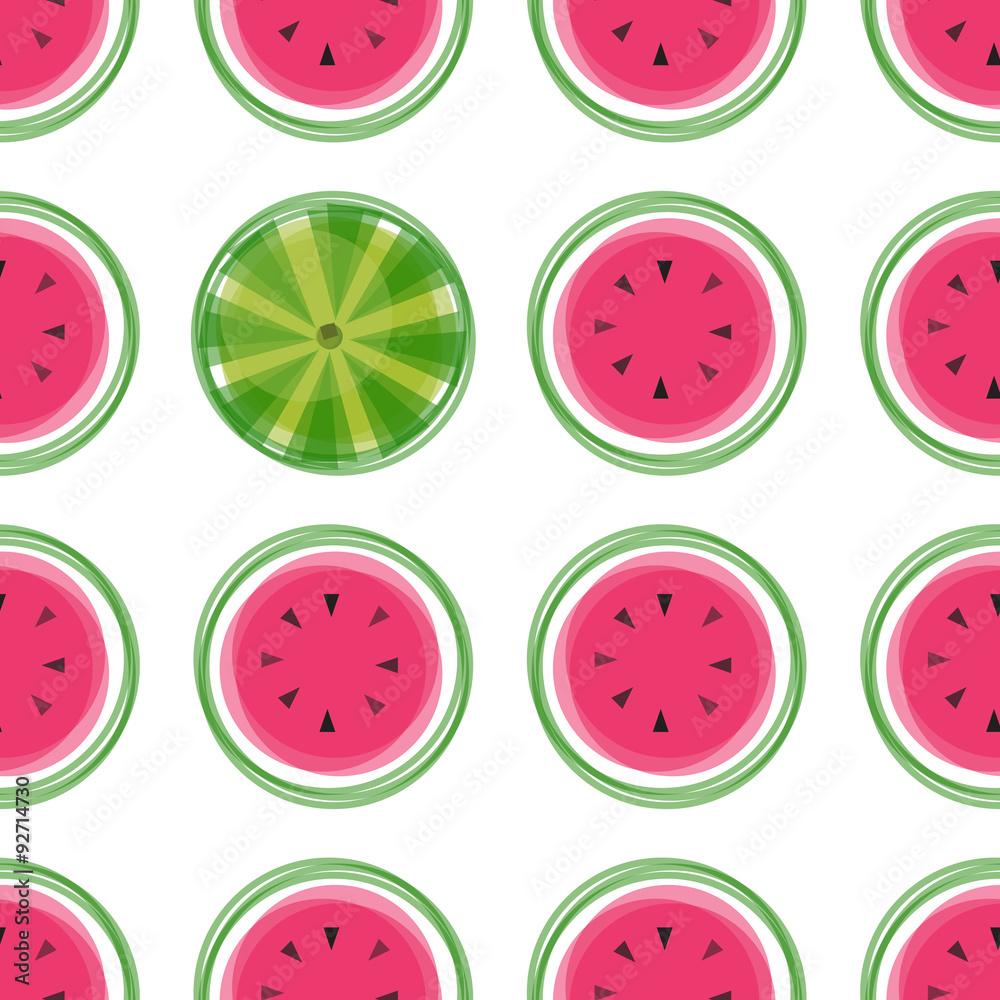 Fototapeta premium Vector seamless pattern with watermelon