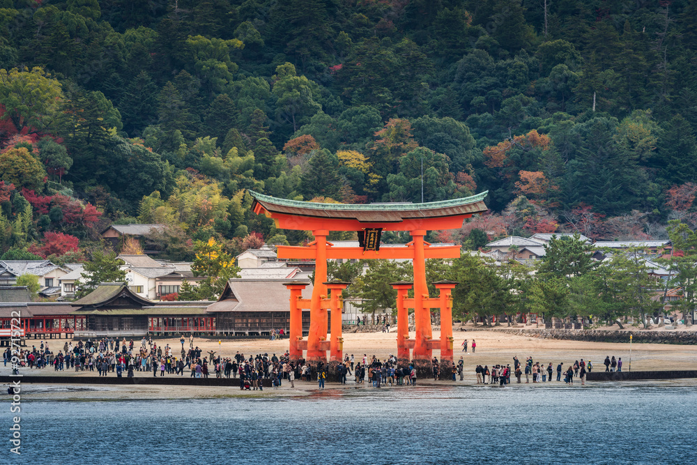 Great floating gate (O-Torii) on Miyajima island near Itsukushima shinto shrine Great floating gate (O-Torii) on Miyajima island near Itsukushima shinto shrine