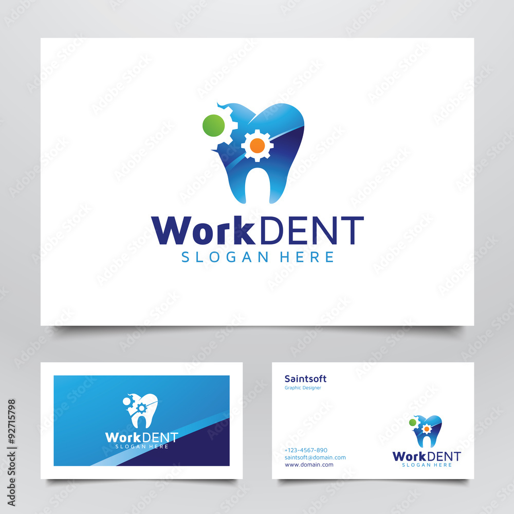 Dental and Gear Logo with Business Card Concept
