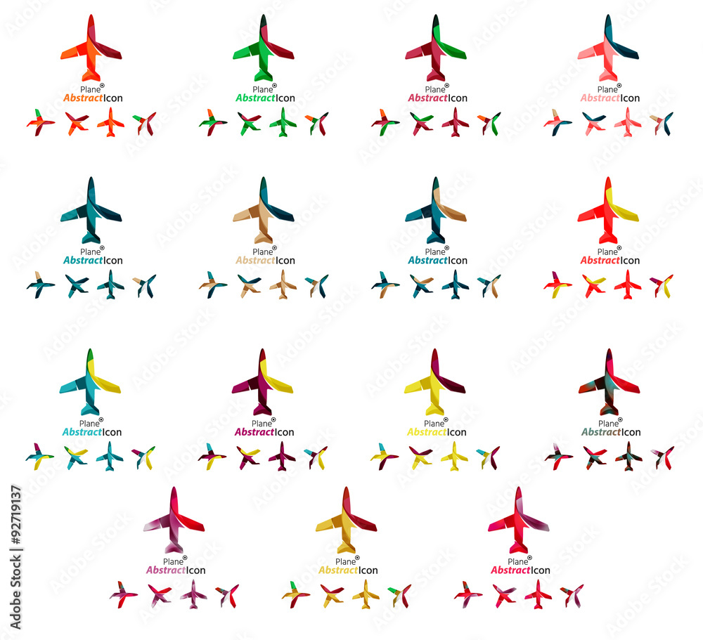 Set of color airplane logo icons