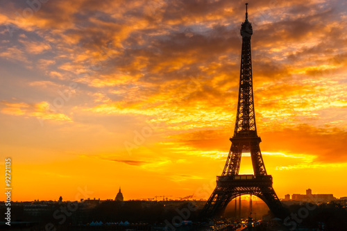 Eiffel tower at sunrise  Paris.