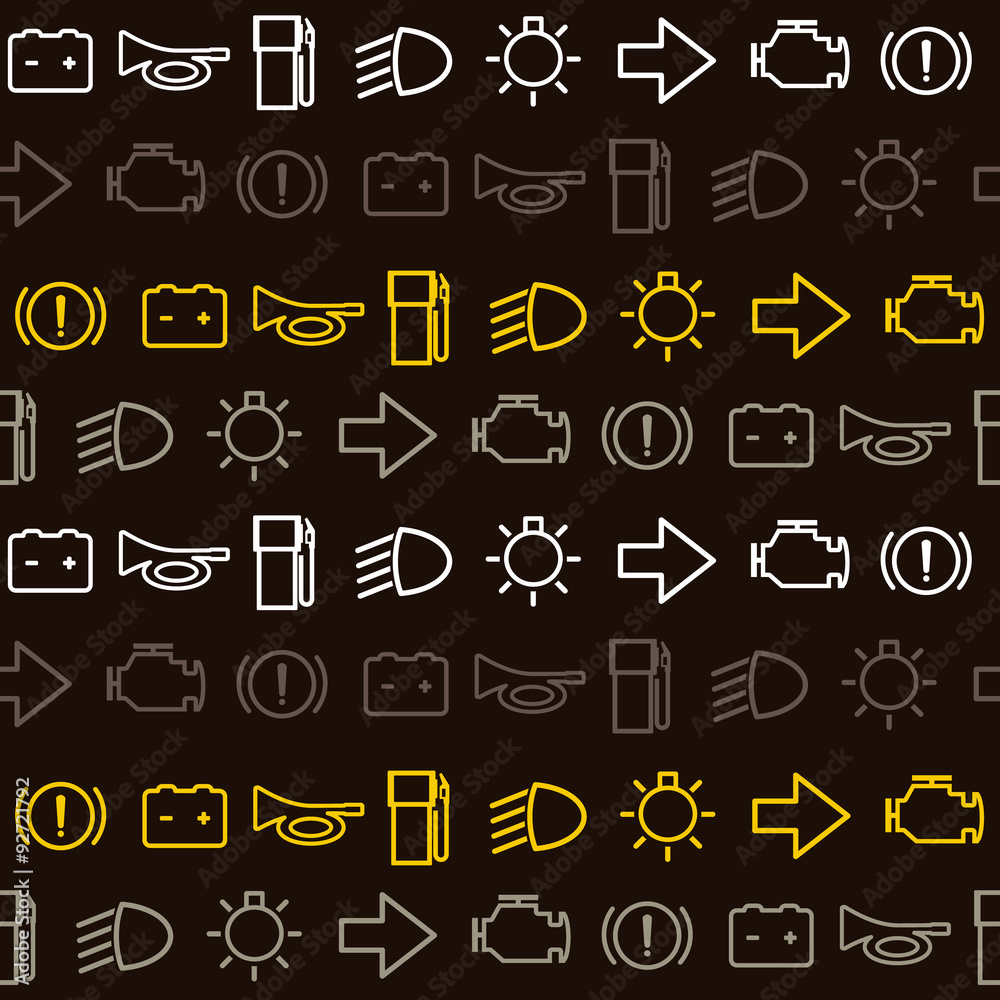 Seamless background with car dashboard icons for your design