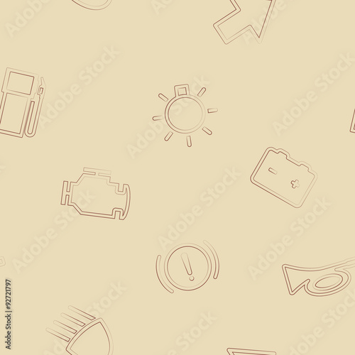 Seamless background with car dashboard icons for your design