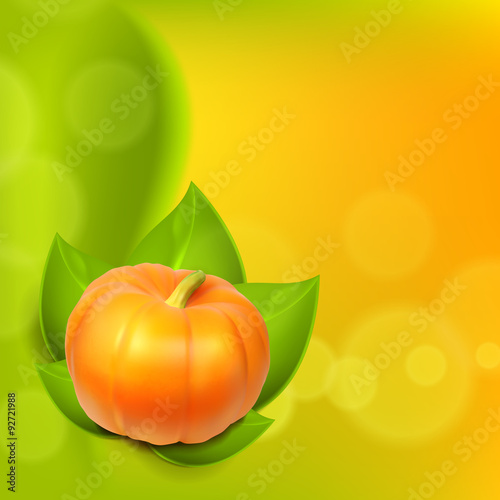 Background with pumpkin in leaves