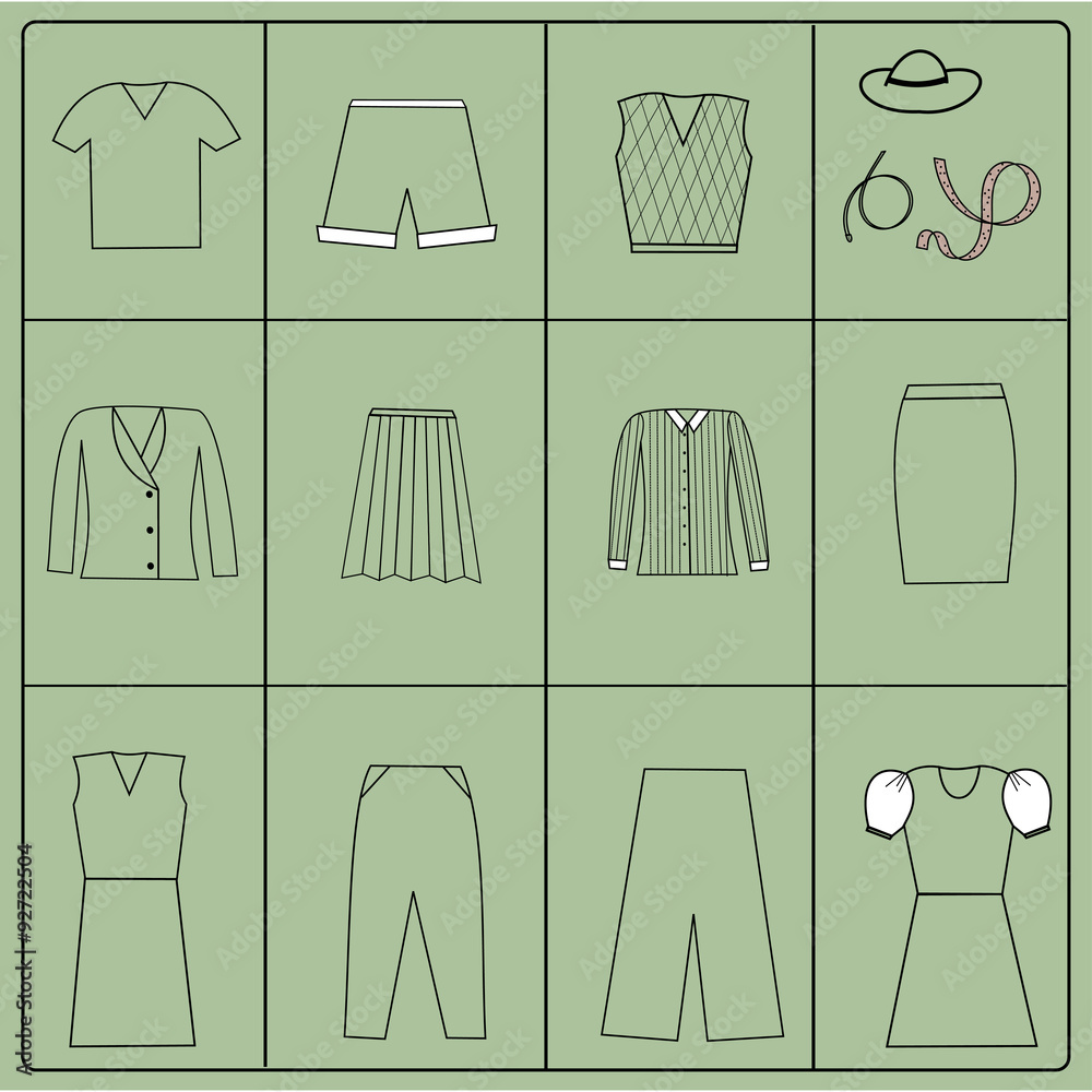 Cloth collection - vector silhouette Cloth collection - vector silhouette