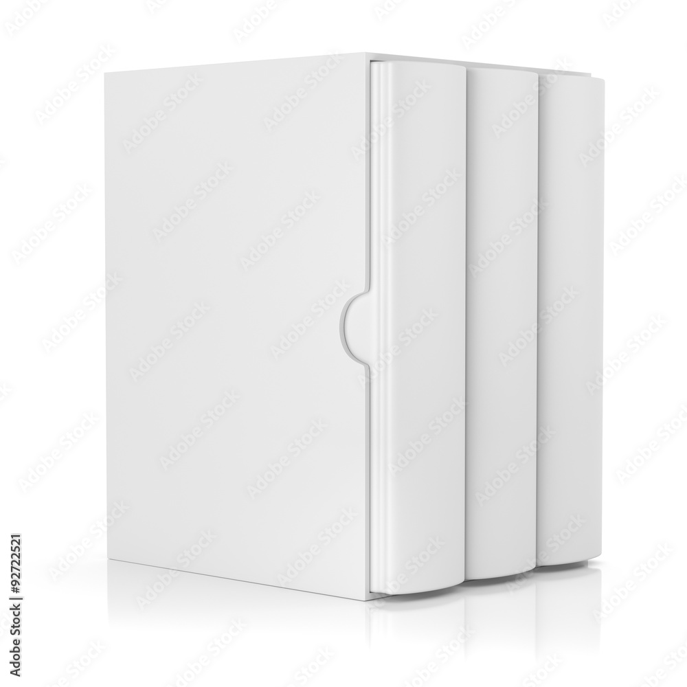 Naklejka premium blank book in cardboard box cover isolated on white