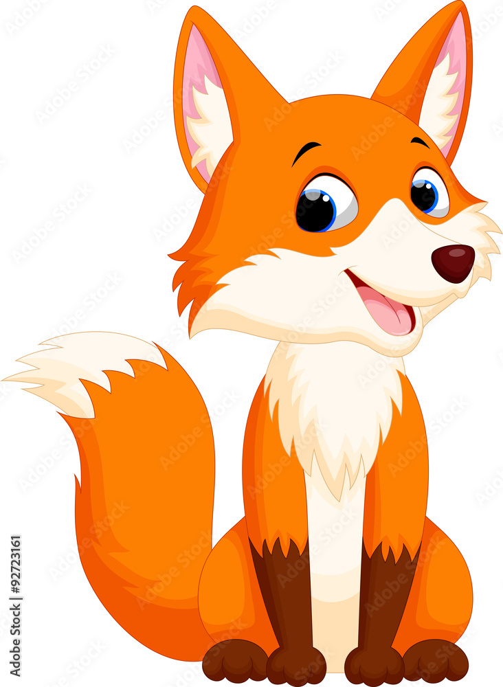 Cute fox cartoon - obrazy, fototapety, plakaty 