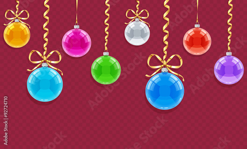 Seamless horizontal pattern for Christmas card with balls