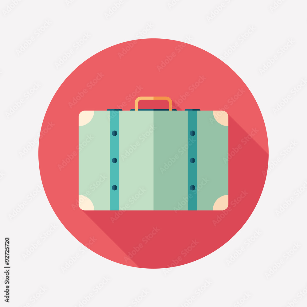 Retro suitcase flat round icon with long shadows. Retro suitcase flat round icon with long shadows.