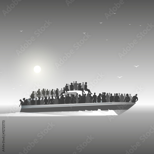 Refugees on boat