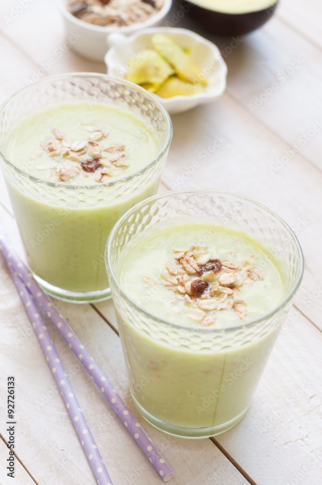 fresh avocado smoothie on gray background fresh avocado smoothie on gray background