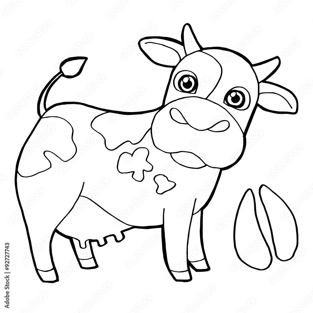 Cattle  with paw print Coloring Page vector

