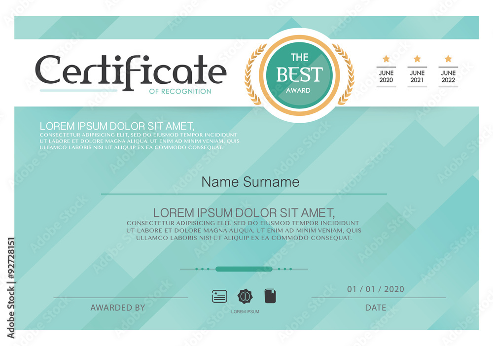 Obraz premium Blue Certificate, Vector certificate template,Modern style. 