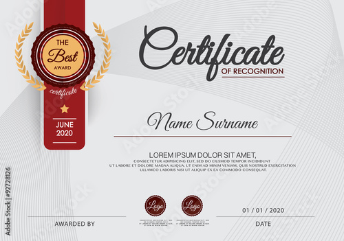 Certificate of achievement frame design template
