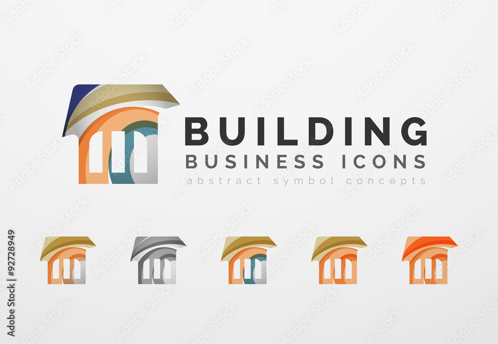 Fototapeta premium Set of real estate or building logo business icons