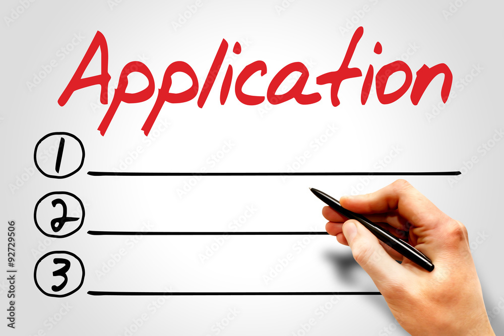 Application blank list, business concept Application blank list, business concept