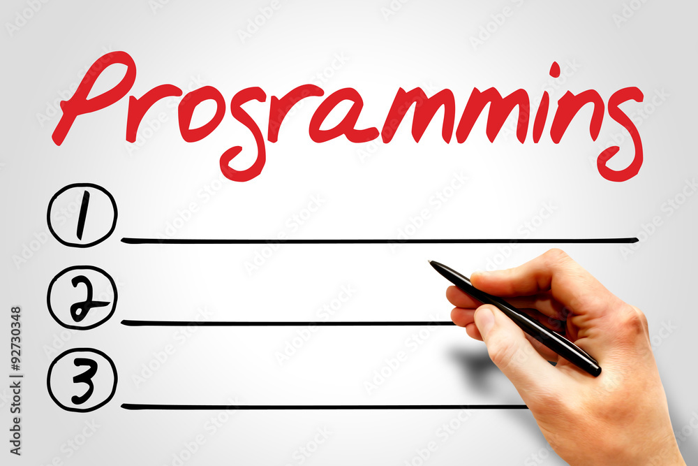 Programming blank list, business concept Programming blank list, business concept