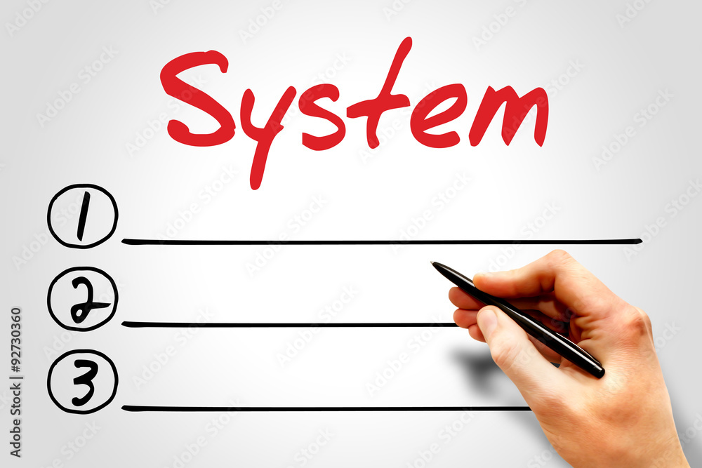 System blank list, business concept System blank list, business concept