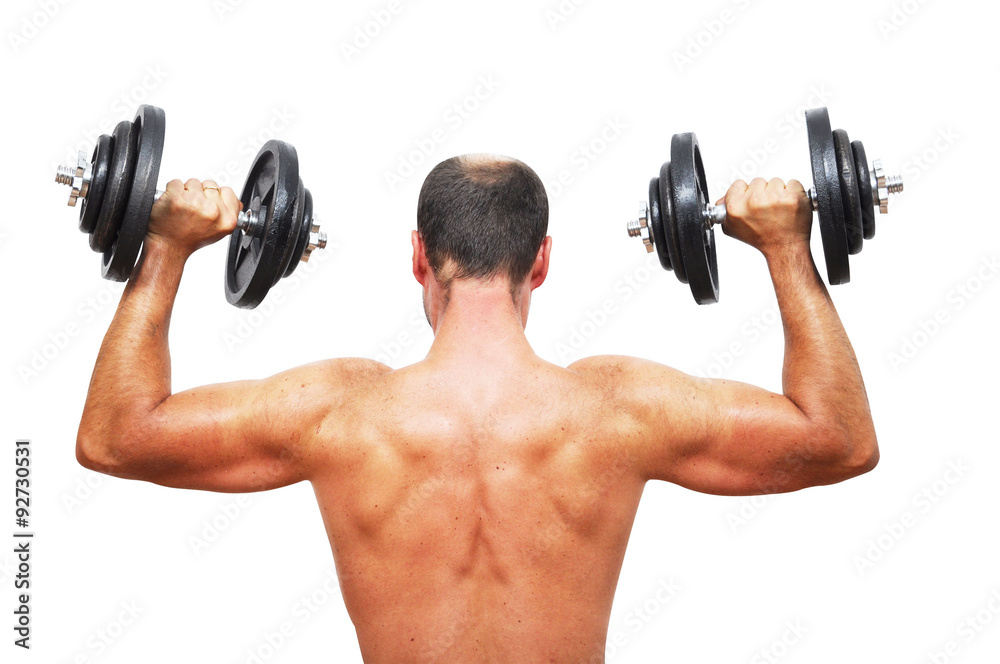 Man working-out with dumbbells