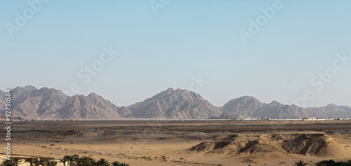 Egyptian Desert And Mysty Sky In The Daylight
