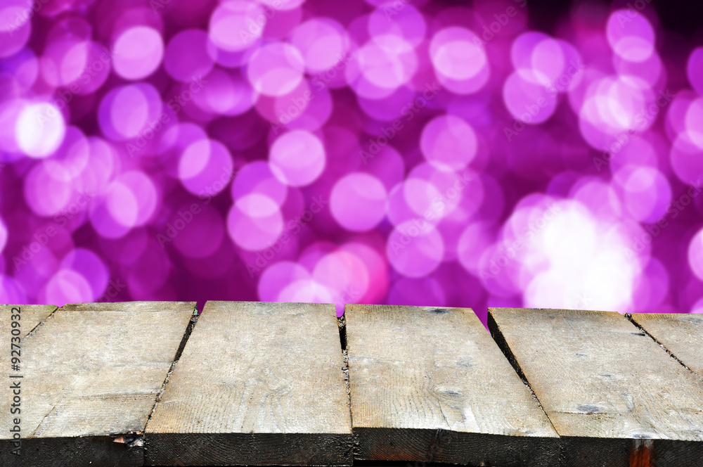 Fototapeta premium Christmas bokeh with a table