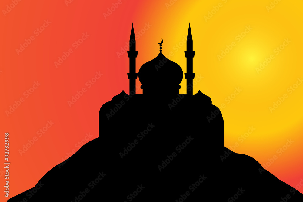 Vector silhouette of a mosque.