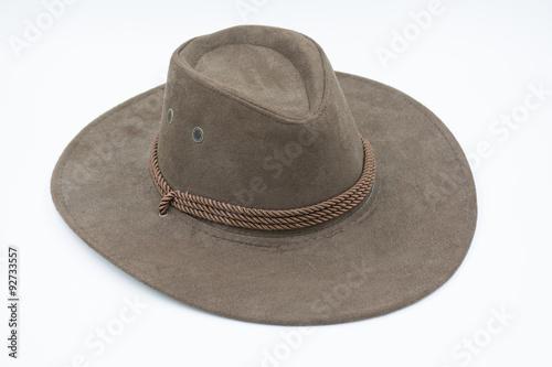 Brown cowboy hat on white background