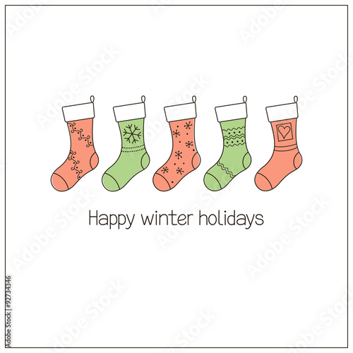 Christmas stockings in doodle style