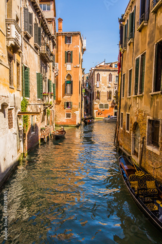 Venice cityscape, water canals and traditional buildings. Italy, Europe.