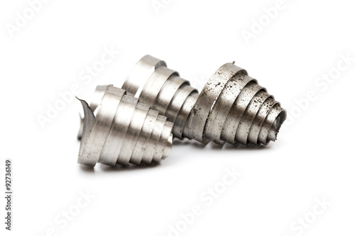 metal shavings on the white background 