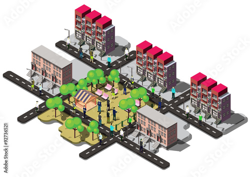 illustration of info graphic urban city concept in isometric graphic