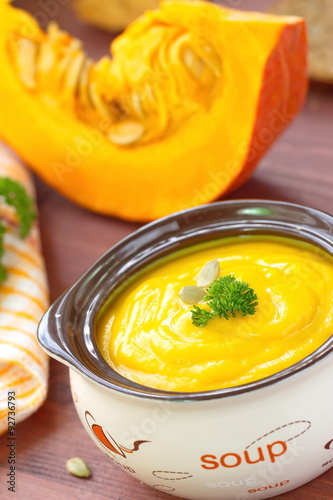 Pumpkin soup puree photo