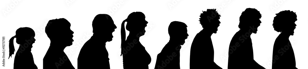 Vector silhouette profile of people.