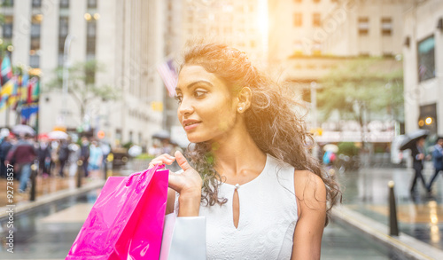 beautiful woman making shopping in New york city