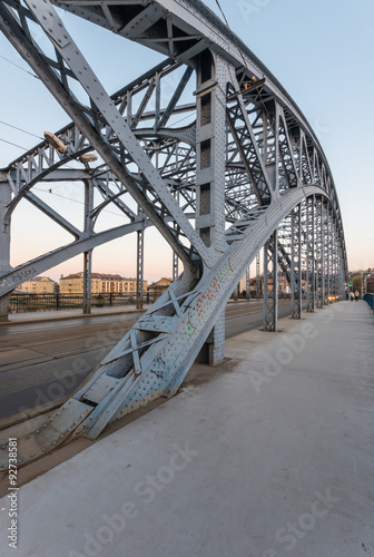 Pilsudski steel bridge over the Vistula river in Krakow #92738581