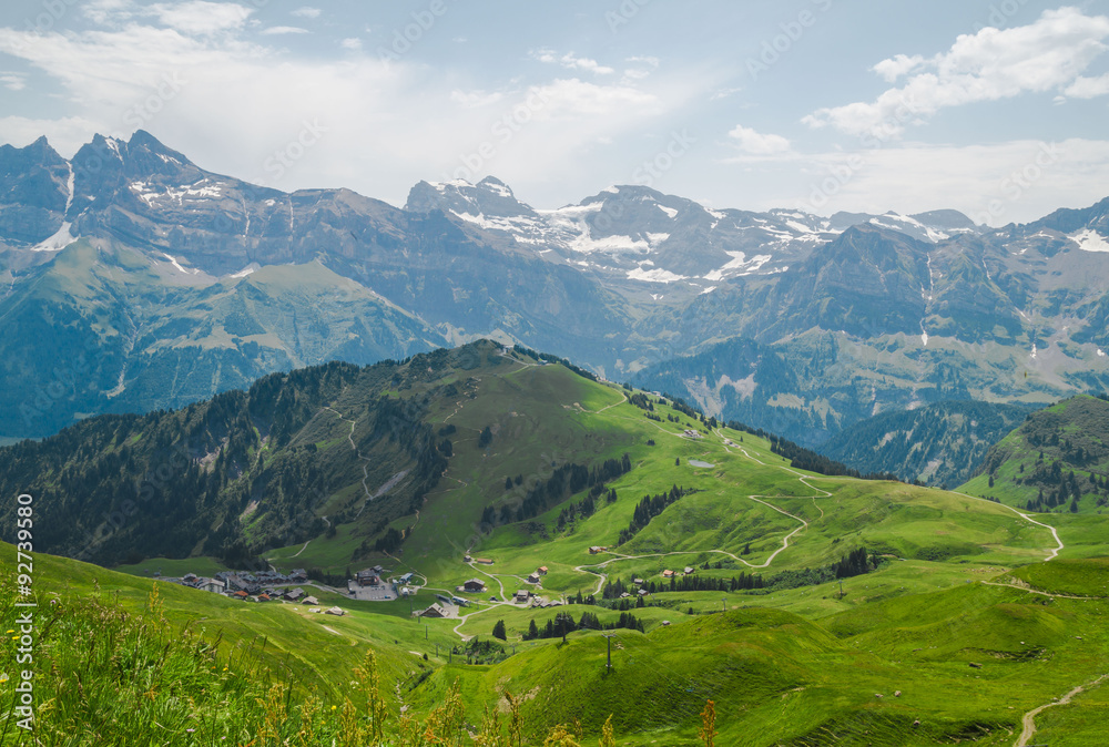   Scenic view in the Swiss Alps .Region touristic Portes du Soleil , Switzerland 