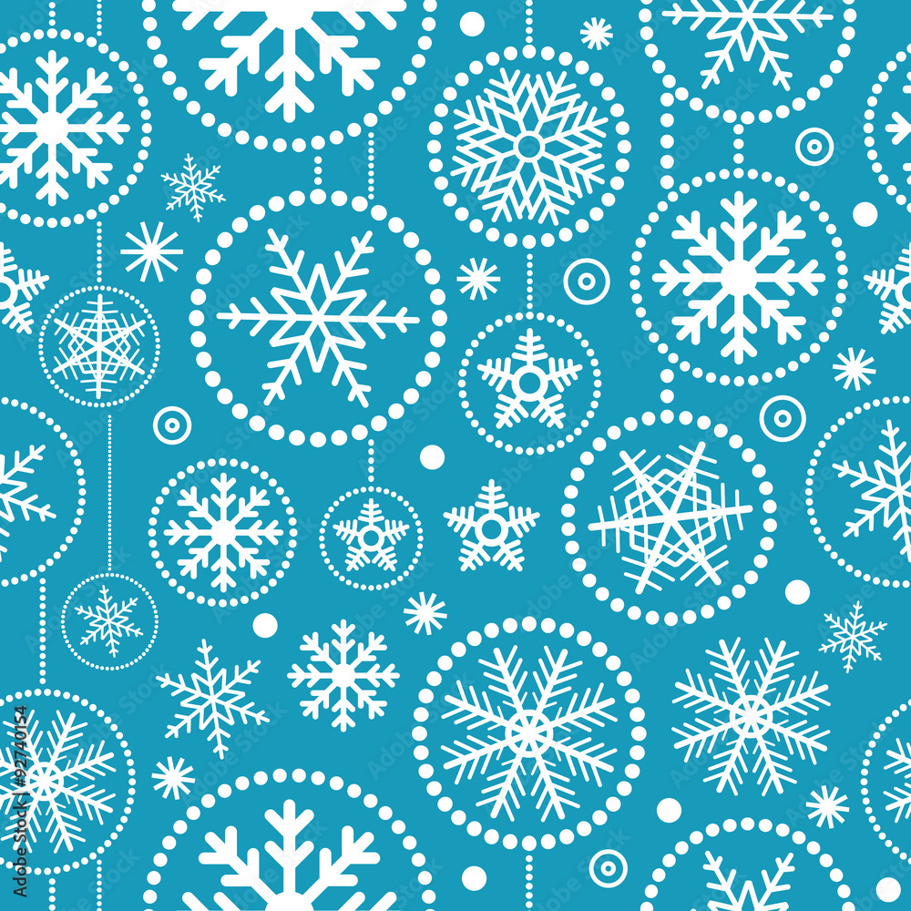 Christmas snowflakes seamless pattern. Merry Christmas and Happy