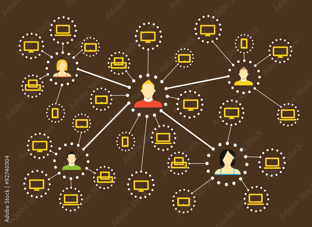 Fototapeta premium Modern web social media network scheme. Flat design concept
