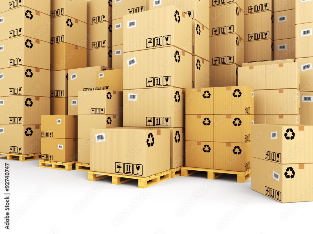Delivery concept. Boxes on pallet. Space for text. Delivery concept. Boxes on pallet. Space for text.