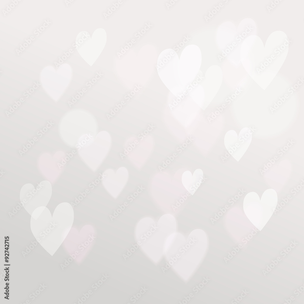 Delicate abstract background with bokeh hearts
