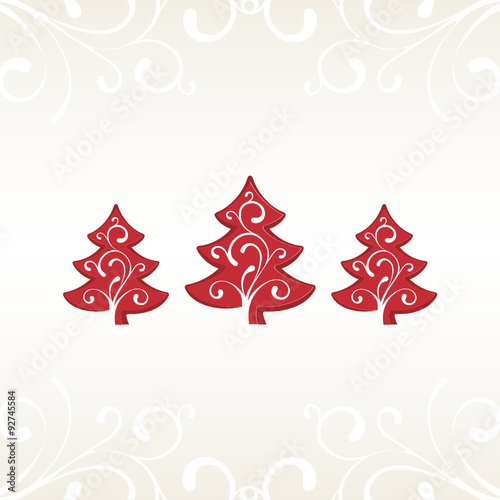 Red Christmas Trees with Ornaments