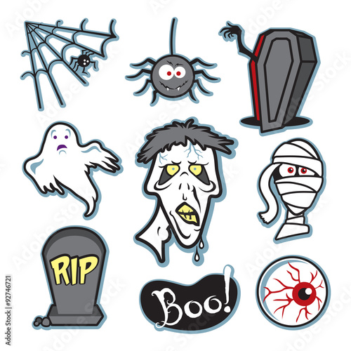 Halloween creepy zombie and mummy illustration set - collection