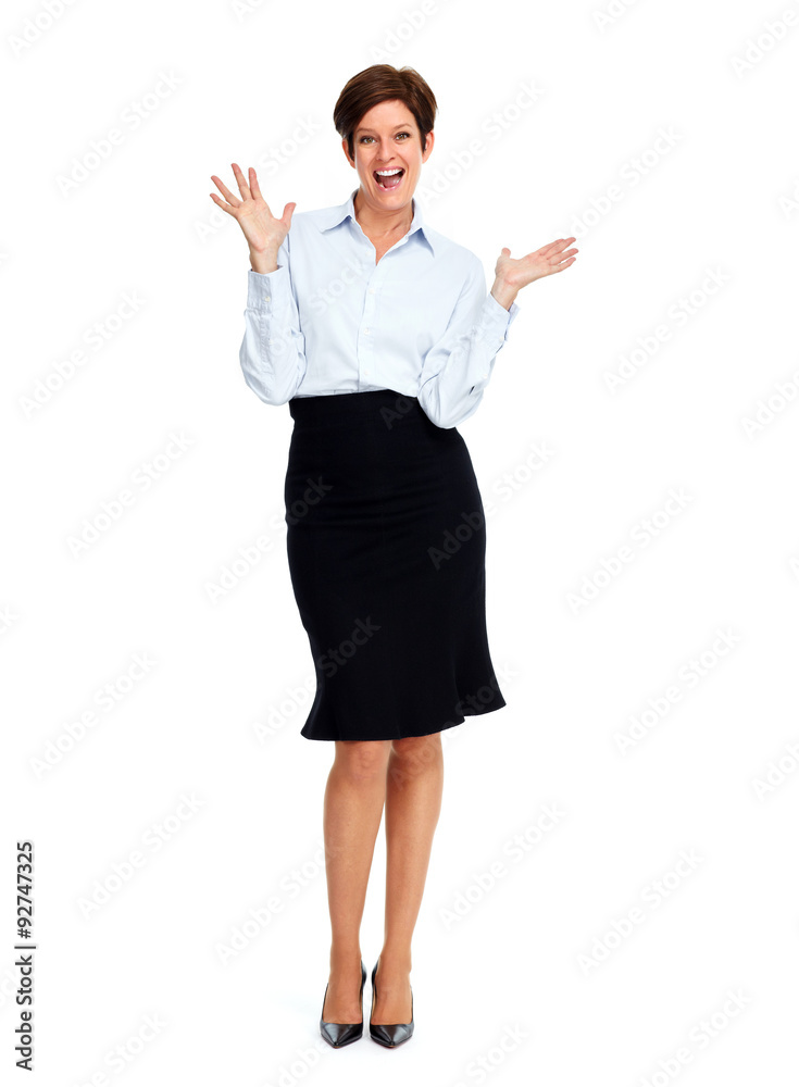 Happy business woman with short hairstyle. Happy business woman with short hairstyle.