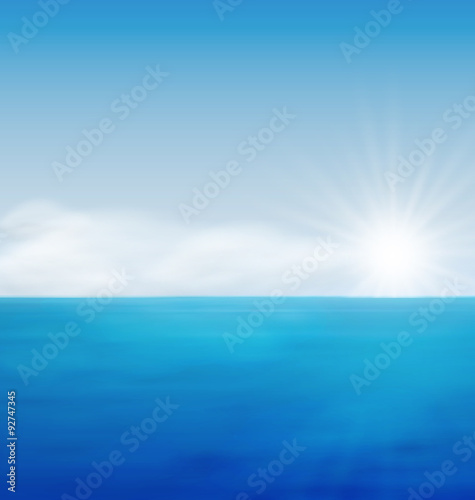 Sea Landscape Sunrise Blue Ocean