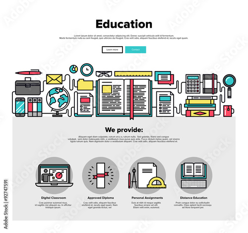 Education flat line web graphics
