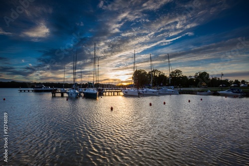 Fototapeta Naklejka Na Ścianę i Meble -  Yachtboats in ports at evening