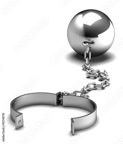 Ball and chain isolated on white background