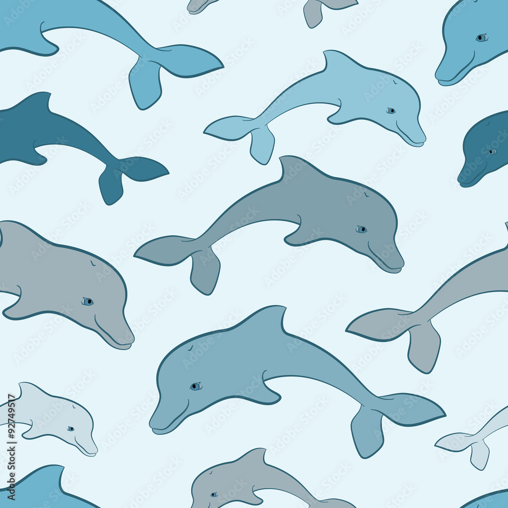 Naklejka premium seamless dolphin pattern