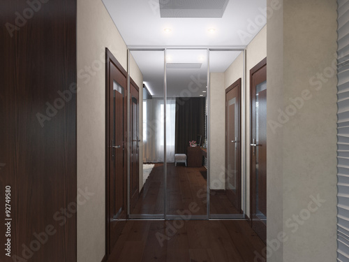 3d illustration of bedrooms in brown color